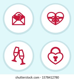 Romantic valentine icon set vector