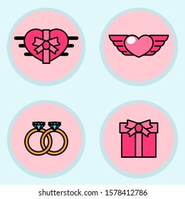 Romantic valentine icon set vector
