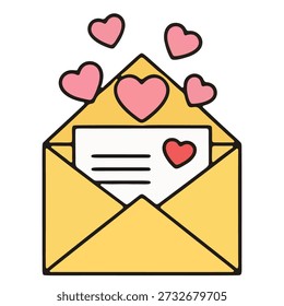 Romantic valentine mail envelope with hearts for valentine mail envelope letter and love valentine mail envelope message, vector illustration