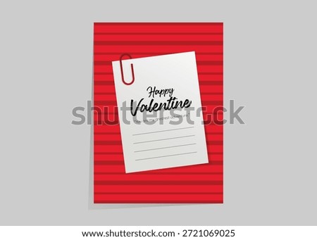 Romantic Valentine message design featuring a paper note, paperclip detail, and modern lettering