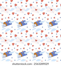 Romantic valentine pattern with love element on white background.