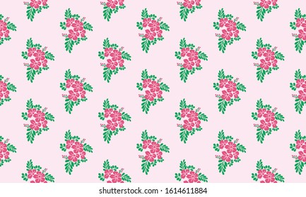 Romantic valentine pink floral pattern background, with elegant leaf and flower design.