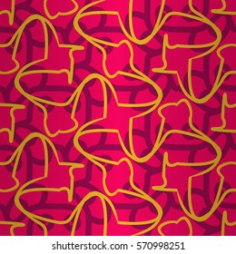Romantic Valentine pink geometric seamless pattern in tribal style. Simple mosaic repeatable backdrop.