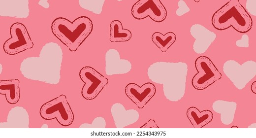 Romantisches valentinisches nahtloses Muster. Liebe Herz wiederholbarer Hintergrund. Vektorgrafik
