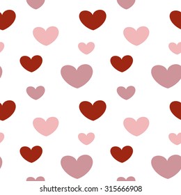 romantic valentine texture with pink and red heart seamless vector pattern background