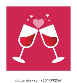 Romantic Valentine Wine Glass Toast Celebration Art