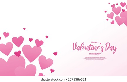 Romantic Valentine's Day card design featuring hearts and date, perfect for love celebrations and gifting