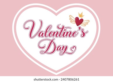 Romantic Valentines Day card. February 14th, holiday greeting card. Vector illustration.