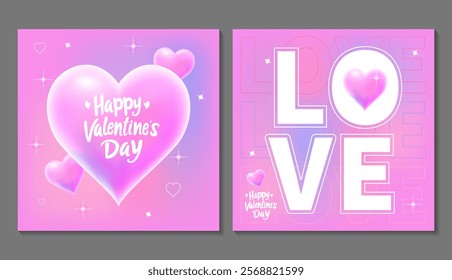 Romantic Valentine's Day card with stylish modern design for cover, website, social media, gift card