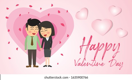 Romantic Valentine's day date of man and woman gift heart. Isolated flat vector illustration. for 14 February.