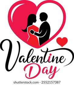 Romantic Valentine's Day Design with Couple and Heart Elements