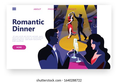 Romantic valentine's day dinner. Web page