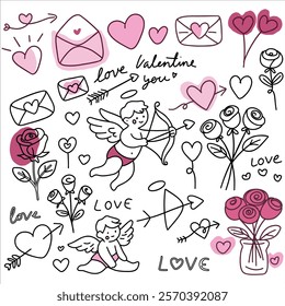 Romantic Valentine's Day Doodle Set