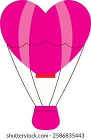 A romantic Valentine's Day drawing featuring a pink heart-shaped hot air balloon floating in the sky. A whimsical love-themed design perfect for greeting cards, posters, prints, and festive decoration