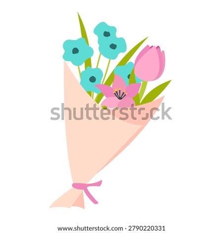 Romantic Valentine's Day flower bouquet illustration, symbolizing love and affection