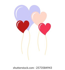 Romantic Valentine's Day Graphics - Rainbows, Balloons, and Love Letters