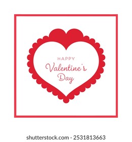 Romantic Valentine's Day greeting card with an elegant border featuring hearts and decorative elements. Perfect for creating love-themed designs, greeting cards, and festive holiday messages.