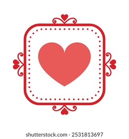 Romantic Valentine's Day greeting card with an elegant border featuring hearts and decorative elements. Perfect for creating love-themed designs, greeting cards, and festive holiday messages.