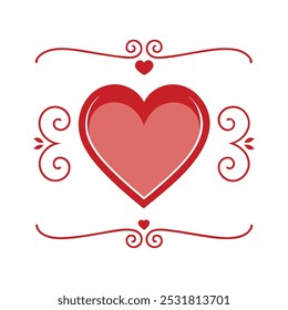 Romantic Valentine's Day greeting card with an elegant border featuring hearts and decorative elements. Perfect for creating love-themed designs, greeting cards, and festive holiday messages.