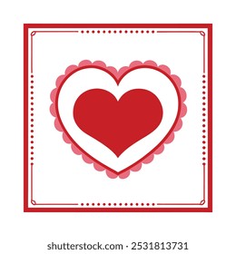 Romantic Valentine's Day greeting card with an elegant border featuring hearts and decorative elements. Perfect for creating love-themed designs, greeting cards, and festive holiday messages.