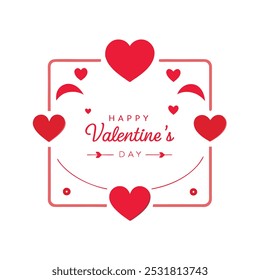 Romantic Valentine's Day greeting card with an elegant border featuring hearts and decorative elements. Perfect for creating love-themed designs, greeting cards, and festive holiday messages.