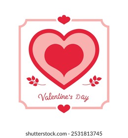 Romantic Valentine's Day greeting card with an elegant border featuring hearts and decorative elements. Perfect for creating love-themed designs, greeting cards, and festive holiday messages.