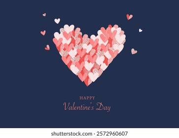 Romantic Valentine's Day Greeting Card Design with Pink and Red Heart Shapes.