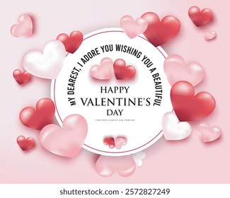 Romantic Valentine's Day Greeting Design, Happy Valentine's Day vector, Valentine's Day Love Hearts Design, February 14th.