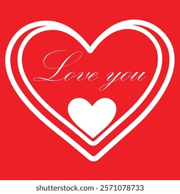 Romantic Valentine's Day Heart Design with 'Love You' Text