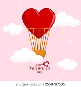 Romantic Valentine's Day illustration featuring heart-shaped balloons and soft pink background, perfect for greeting cards, wallpapers, and decorations.