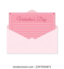 Romantic valentine's day letter isolated on white background. Vector stock