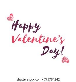 Romantic Valentines day love greeting card with pink hearts. Vector illustration - love day. Card for February 14. The inscription "Happy Valentines Day." Be my valentine. Calligraphic inscription