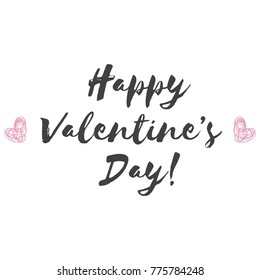 Romantic Valentines day love greeting card with pink hearts. Vector illustration - love day. Card for February 14. The inscription "Happy Valentines Day." Be my valentine. Calligraphic inscription