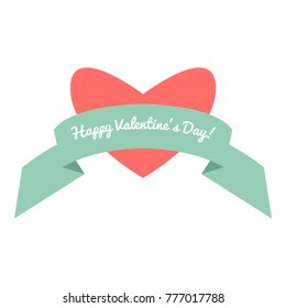Romantic Valentines day love greeting card with color hearts. Vector illustration - love day. Card design for February 14. The inscription "Happy Valentines Day." Calligraphic inscription