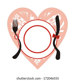Romantic valentines day menu vector illustration