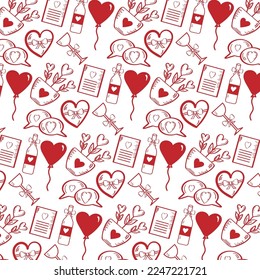 Romantisches Valentinstag-Muster im Doodle-Stil