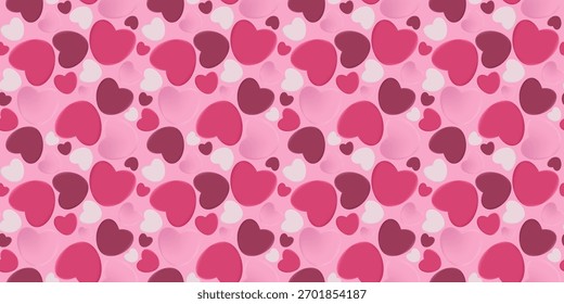 Um romântico Dia dos Namorados padrão sem costura com corações vermelhos e brancos em um fundo rosa suave. Perfeito para papel de embrulho, cartões de presente, têxteis, papel de parede e desenhos digitais festivos.