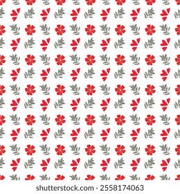 Romantic Valentines Day Seamless Vector Pattern Design with flowers.