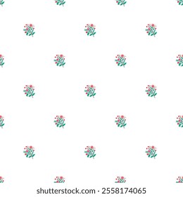 Romantic Valentines Day Seamless Vector Pattern Design with flowers.