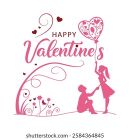 Romantic Valentine's Day Silhouette Illustration