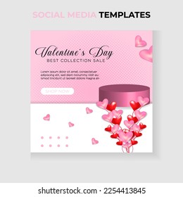 romantic valentines day social media template with podium for your business