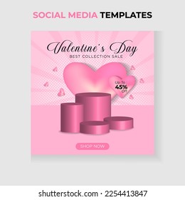 romantic valentines day social media template with podium for your business