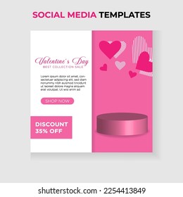 romantic valentines day social media template with podium for your business