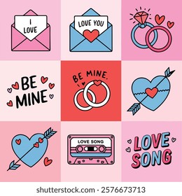 Romantic Valentine's Day Sticker Set
Love-Themed Vector Illustration Collection
Trendy Pink Greeting Card Templates
Cute Holiday Design Element Pack
February 14 Decorative Icon Bundle