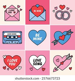 Romantic Valentine's Day Sticker Set
Love-Themed Vector Illustration Collection
Trendy Pink Greeting Card Templates
Cute Holiday Design Element Pack
February 14 Decorative Icon Bundle