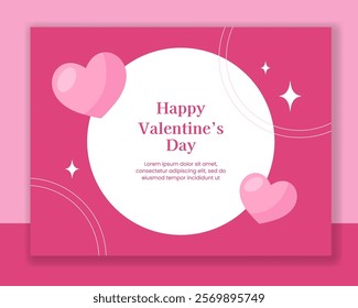 Romantic Valentine's Day Template for Social Media Photocall in Flat Cartoon Illustration