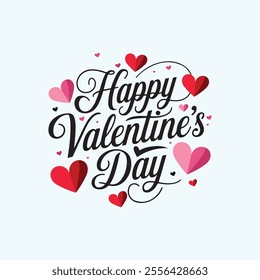 A romantic Valentine's Day typography design featuring "Happy Valentine’s Day" in stylish lettering, paired with a prominent heart motif