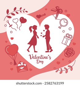Romantic Valentine's Day Vector Illustration with Hearts and Love Elements