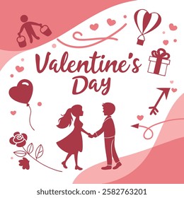 Romantic Valentine's Day Vector Illustration with Hearts and Love Elements
