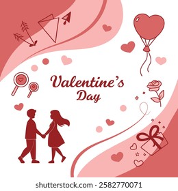 Romantic Valentine's Day Vector Illustration with Hearts and Love Elements